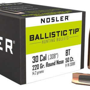 Nosler 30181 Ballistic Tip  30Caliber 220gr Round Nose 50/Box