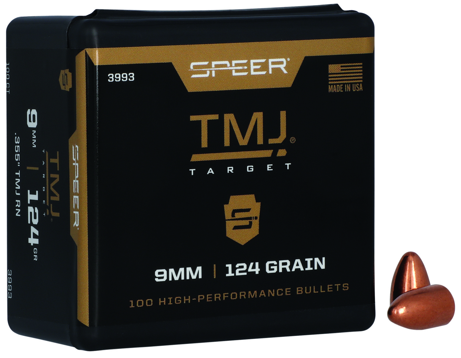 Speer 3993 TMJ 9mm 124gr Total Metal Jacket 100 Per Box/5 Case