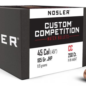 Nosler 44847 Custom Competition 45Cal 185gr Jacketed Hollow Point 250/Box