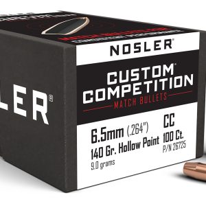 Nosler 26725 Custom Competition 6.5Creedmoor 140gr Hollow Point Boat Tail 100/Box