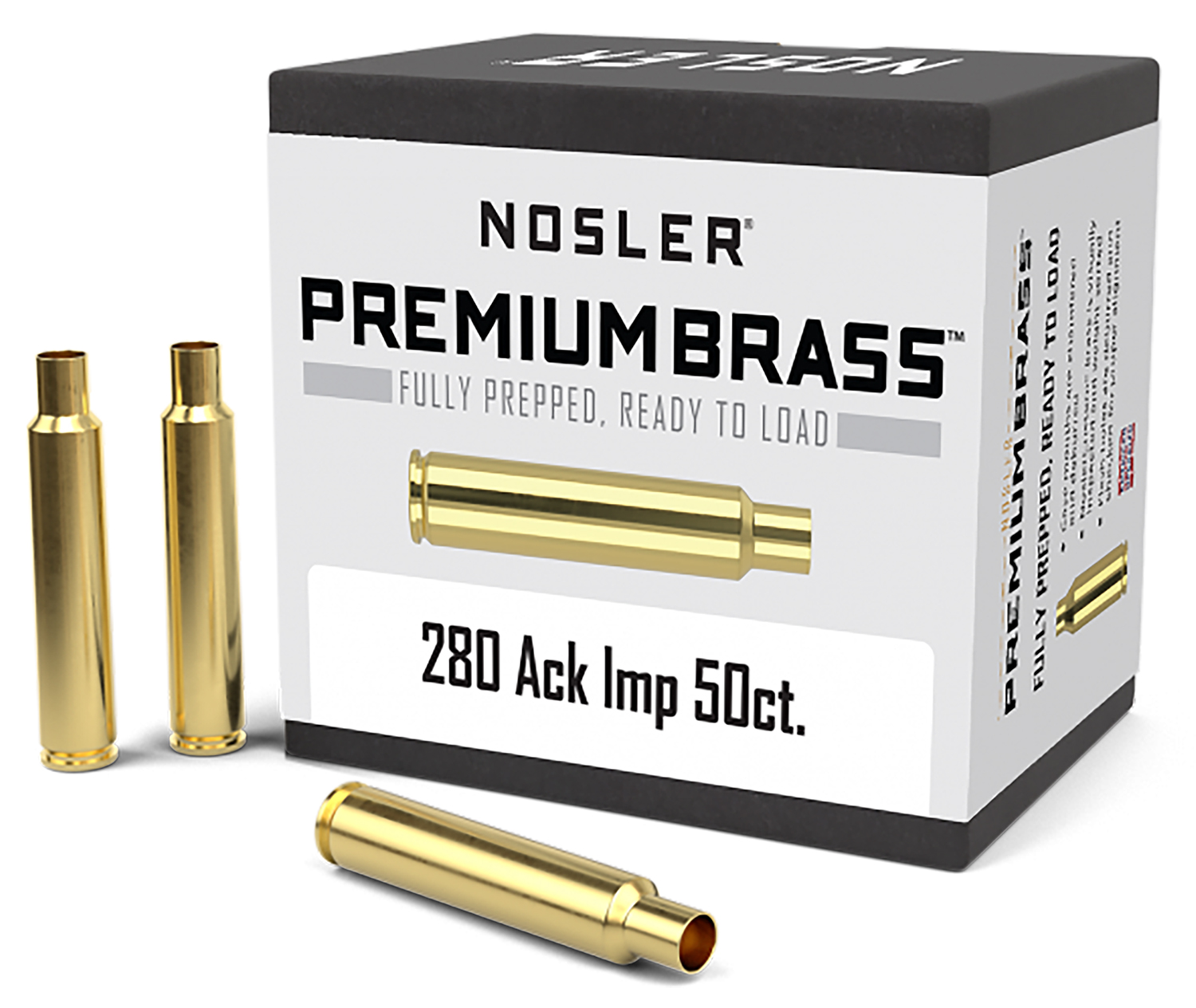 Nosler 10175 Premium Brass Unprimed Cases 280AckleyImproved Rifle Brass 50/Box
