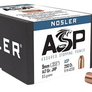 Nosler 43258 Assured Stopping Power  9mm 147gr Jacketed Hollow Point 250/Box
