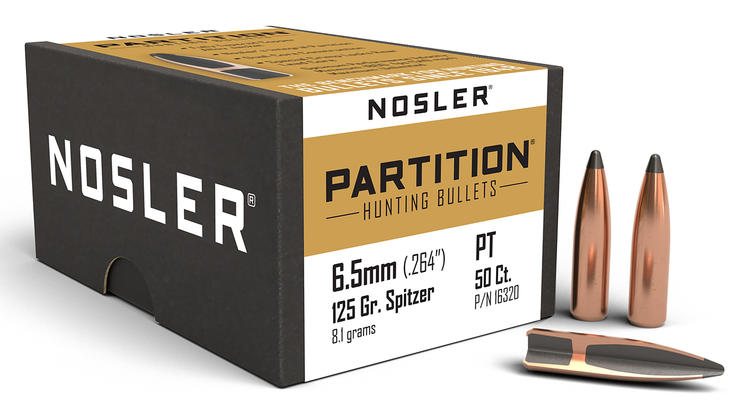 Nosler 16320 Partition 6.5 Creedmoor 125gr Partition Spitzer 50/Box