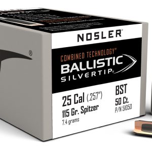 Nosler 51050 Ballistic Silvertip  25Cal 115gr Spitzer Point 50/Box