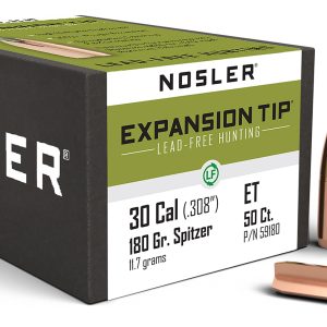 Nosler 59180 E-Tip 30Cal 180gr Spitzer 50/Box
