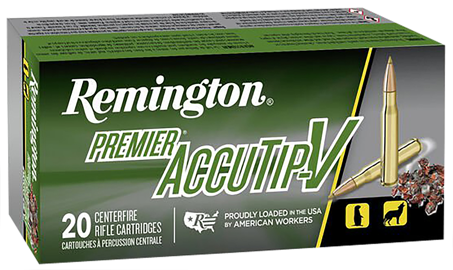 Remington Ammunition 29186 Premier Accutip-V 22-250Rem 50gr AccuTip V Boat Tail 20 Per Box/10 Case