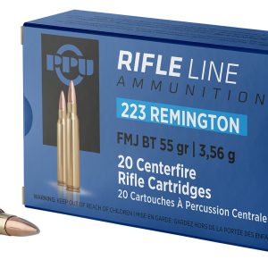 PPU PP223F1 Standard Rifle 223Rem 55gr Full Metal Jacket Boat Tail 20 Per Box/50 Case