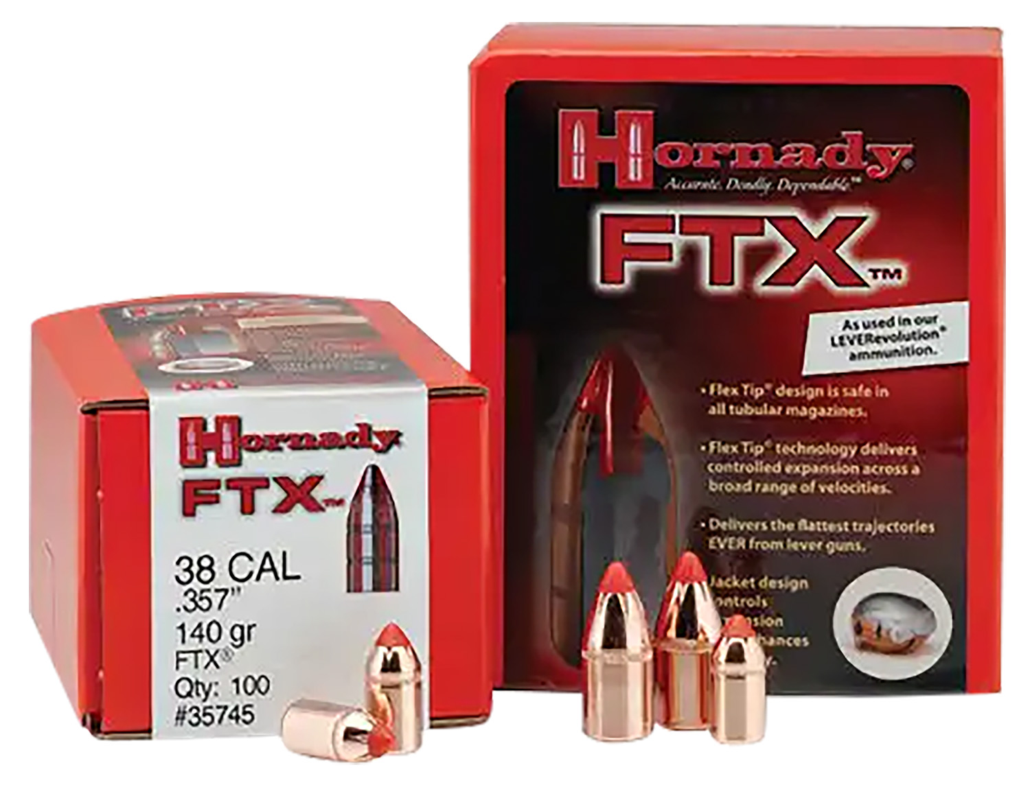 Hornady 45201 FTX 45 Cal .452 250 gr Flex Tip eXpanding 50 Per Box/ 25 Case