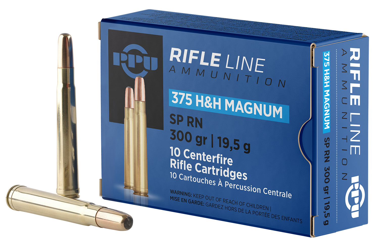 PPU PP375S Standard Rifle 375H&HMag 300gr Soft Point Round Nose 10 Per Box/20 Case