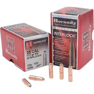 Hornady 2550 InterLock 25 Cal .257 117 gr Round Nose 100 Per Box/ 25 Case