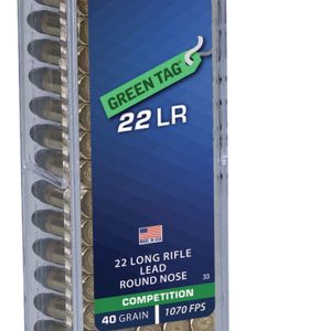 CCI 0033 Green Tag Competition 22LR 40gr Lead Round Nose 100 Per Box/50 Case