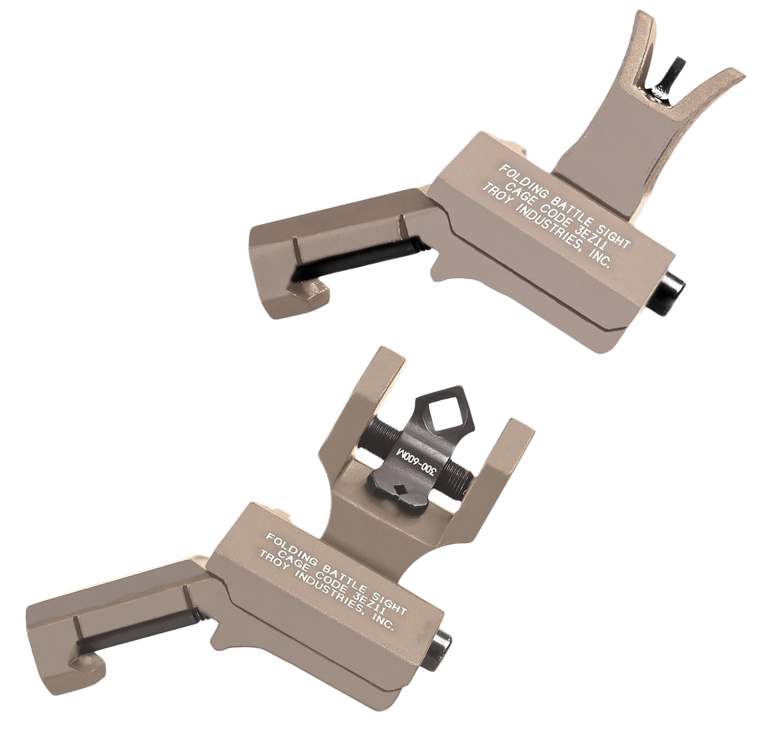 Troy Ind SSIG-45S-MDFT-00 45 Degree Offset Battlesight Set Flat Dark Earth Anodized M4 Front & Dioptic Rear