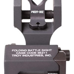 Troy Ind SSIGFBSTTBT00 Tritium Rear Folding BattleSight Round Black Hardcoat Anodized Folding for AR-15