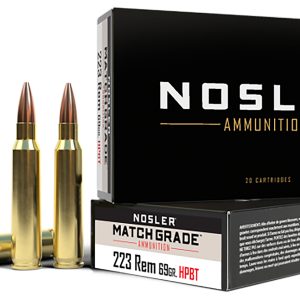 Nosler 60023 Match Grade 223Rem 69gr Custom Competition Hollow Point Boat Tail 20 Per Box/20 Case