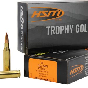 HSM 24395VLD Trophy Gold Extended Range 243 Win 95 gr Berger Hunting VLD Match 20 Per Box/ 25 Case