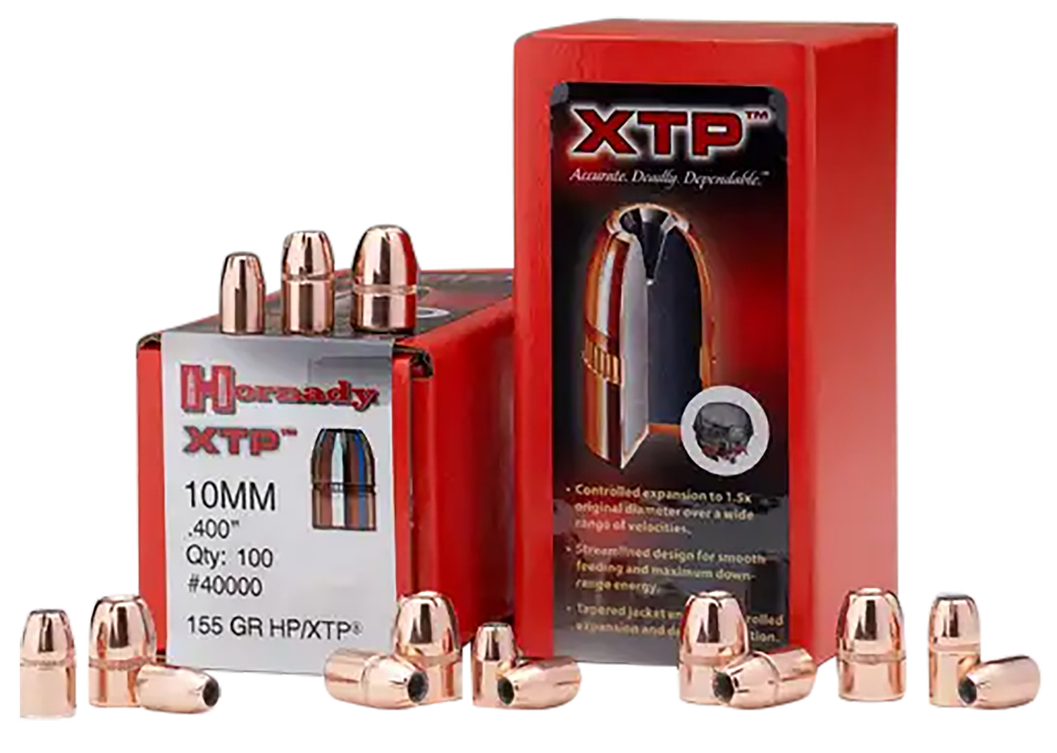 Hornady 40000 XTP 10mm Auto .400 155 gr Hollow Point XTP 100 Per Box/ 25 Case