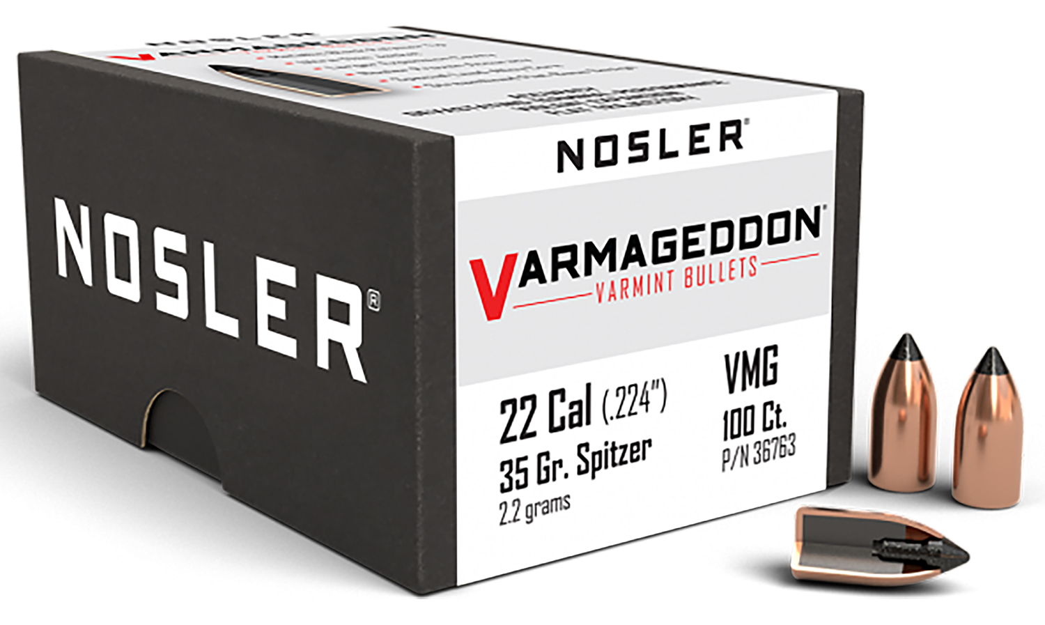 Nosler 36763 Varmageddon 22Cal 35gr Flat Base Tipped 100/Box