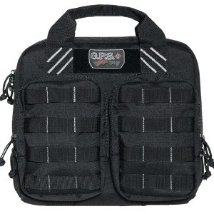 GPS Bags T1412PCB Tactical Double +2 Black 1000D Nylon Teflon Coating Holds 4 Handguns