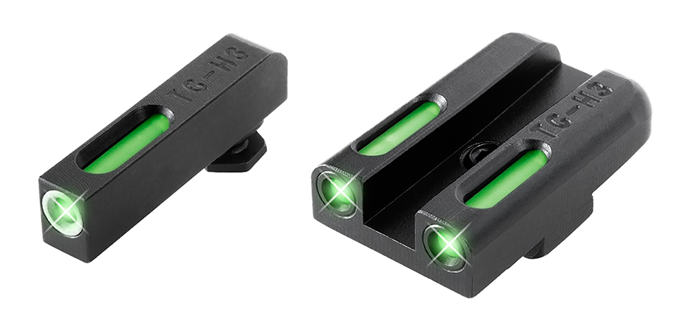 TruGlo TG13GL3A TFX Green Fiber Optic/Tritium Front/ Green/Tritium/Fiber Optic Rear/ Black Nitride Fortress Frame, Compatible w/Most Glock Except MOS, Post Mount