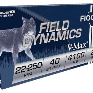 Fiocchi 22250HVB Field Dynamics 22-250Rem 40gr Hornady V Max 20 Per Box/10 Case