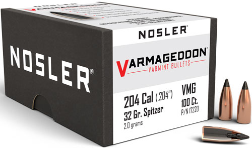 NOSLER BULLETS 20 CAL .204 - 32GR VARMAGEDDON TIPPED 100CT