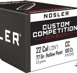 NOSLER BULLETS 22 CAL .224 - 77GR HP-BT CUSTOM COMP. 100CT