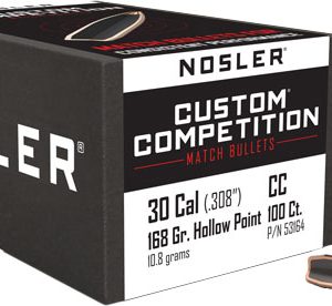 NOSLER BULLETS 30 CAL .308 - 168GR HP-BT CUSTOM COMP. 100C