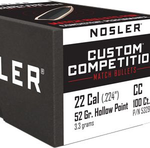 NOSLER BULLETS 22 CAL .224 - 52GR HP-BT CUSTOM COMP. 100CT