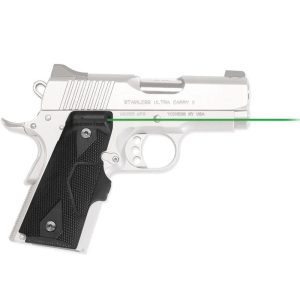 Crimson Trace LG-404G Front Activation Green Handgun Lasergrips for 1911 Compact Black