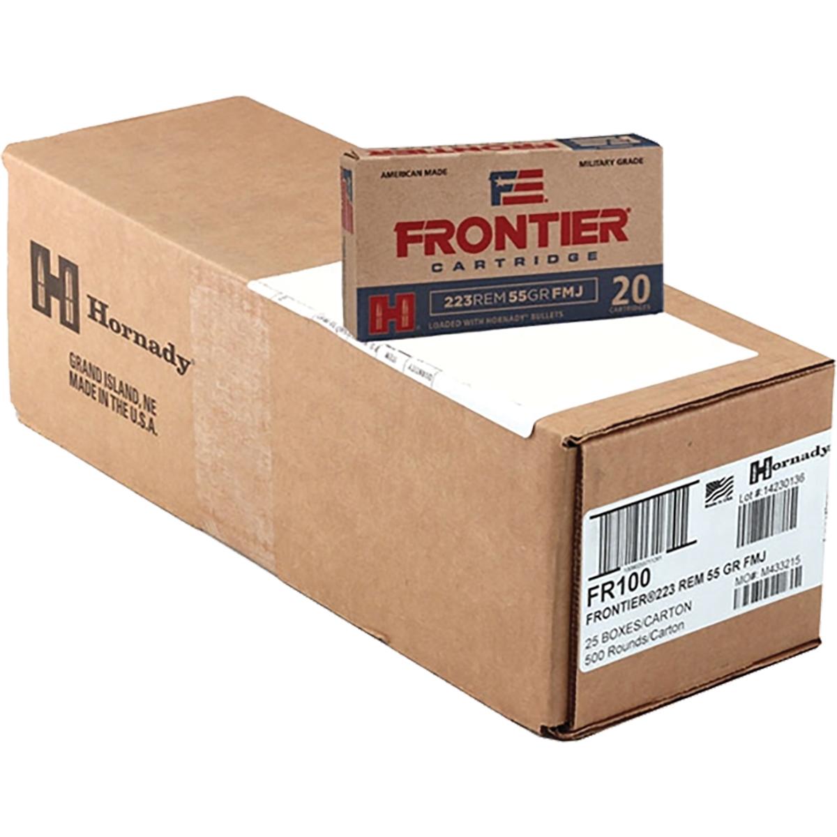 Hornady Frontier Rifle Ammunition .223 Rem 55 gr FMJ 3240 fps 500/ct Case (25-20/ct)