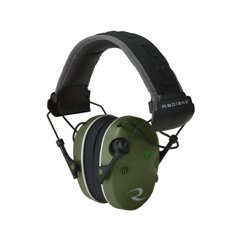 Radians Quad Mic Electronic Earmuff 3.5mm Stereo Jack 24NRR Military Green/Black