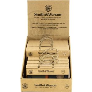 Smith & Wesson Men's Wax Canvas Wallet Gift Set Display 12/ct