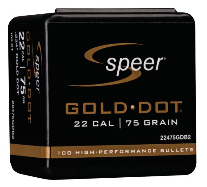 Speer Gold Dot Component Rifle Bullets .224 cal .224" 75 gr GOLD DOT SP - 100/Box