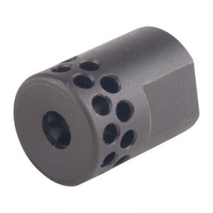 SHORT MUZZLE BRAKE 22 CALIBER 1/2-28 STEEL BLACK